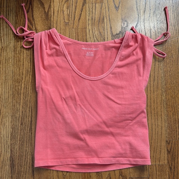 Coral American Eagle Cinced Shoulder Tee - Picture 2 of 5